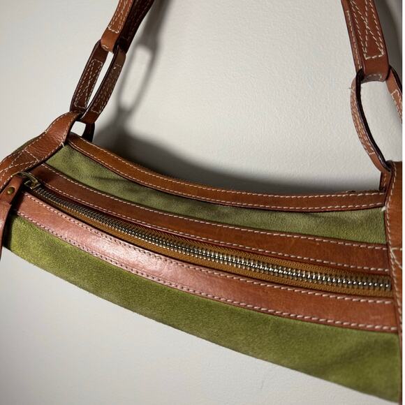 Vintage Kate Spade Green Suede Leather Shoulder Bag - Picture 7 of 12